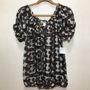 Trinity %100 Silk Sheer Top Shirt Blouse